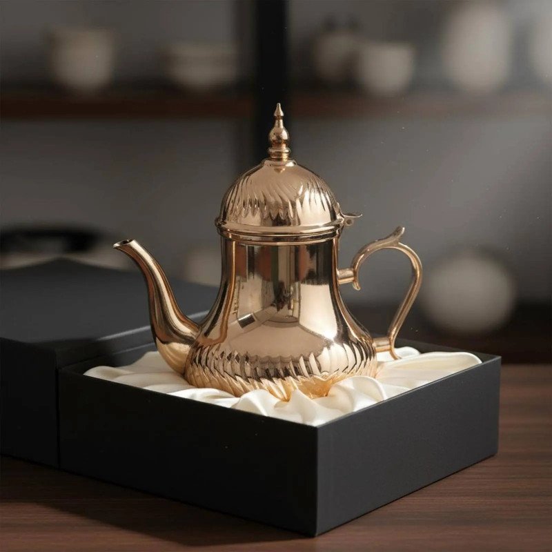 Théière Artisanale Marocaine en Cuivre Martelé