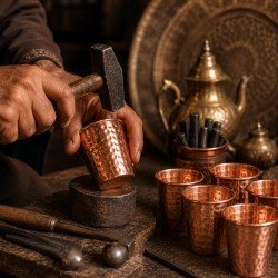 Gobelet Artisanal en Cuivre Martelé  Fait Main