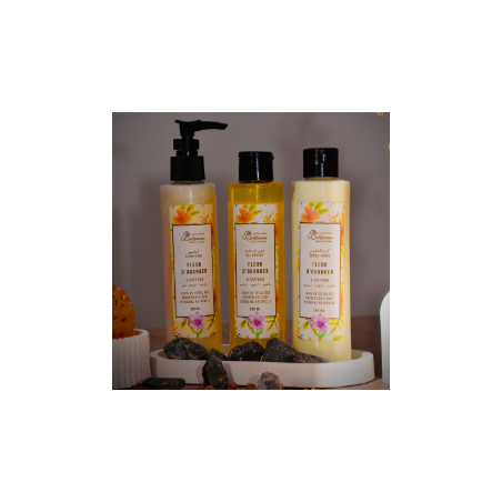 Pack Fleur d'Orange et Safran : Shampoing, crème de corps et un gel douche