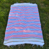 Plaid marocain tissée en coton bleu/blanc et rouge