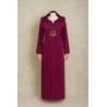 Jellaba en crêpe magenta avec broderie Tarz Fassi