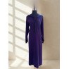 Jellaba en Crêpe Violet Foncé avec Broderie