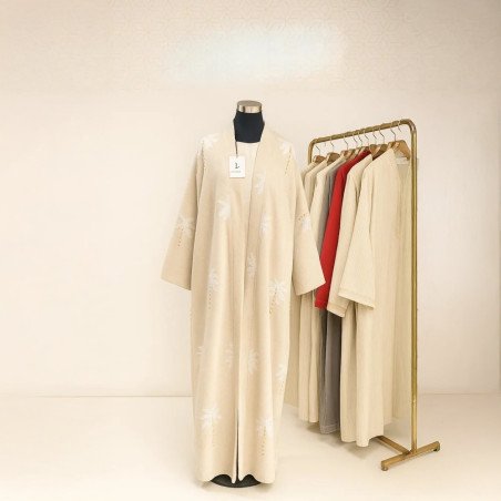 Kimono beige brodé