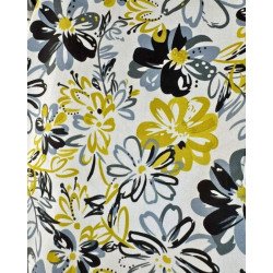 Tenue médicale fleurie jaune et noire – Haut imprimé & pantalon jaune