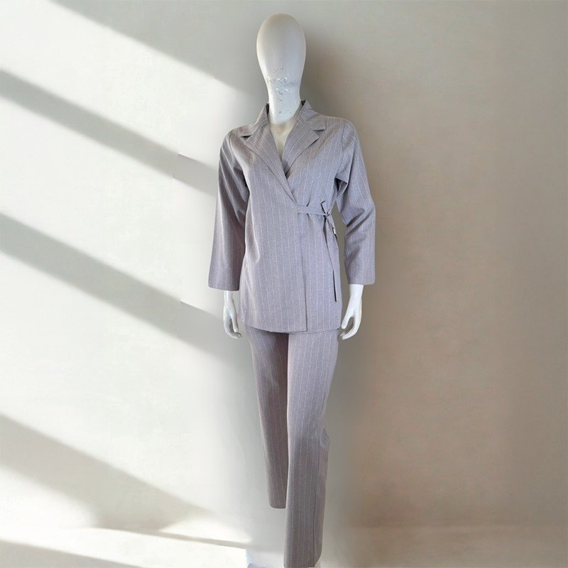 Ensemble deux pièces gris effet lin