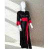 Caftan noir satiné avec ceinture rouge