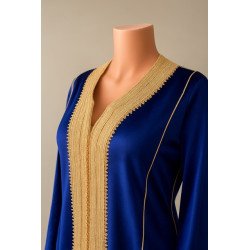 caftan en velours bleu roi