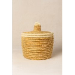 Panier artisanal en doum avec couvercle – Tressage traditionnel marocain