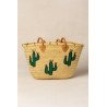 Panier en doum brodé de cactus – L’esprit bohème et nature