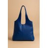Sac cabas en cuir bleu fait main