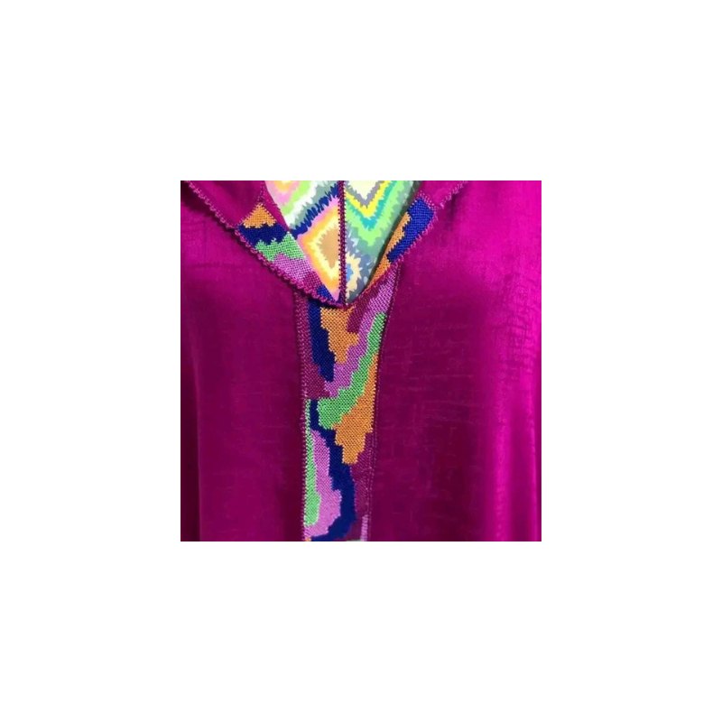 Jellaba Fuchsia à Sfifa Randa Multicolore