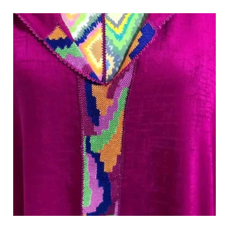 Jellaba Fuchsia à Sfifa Randa Multicolore