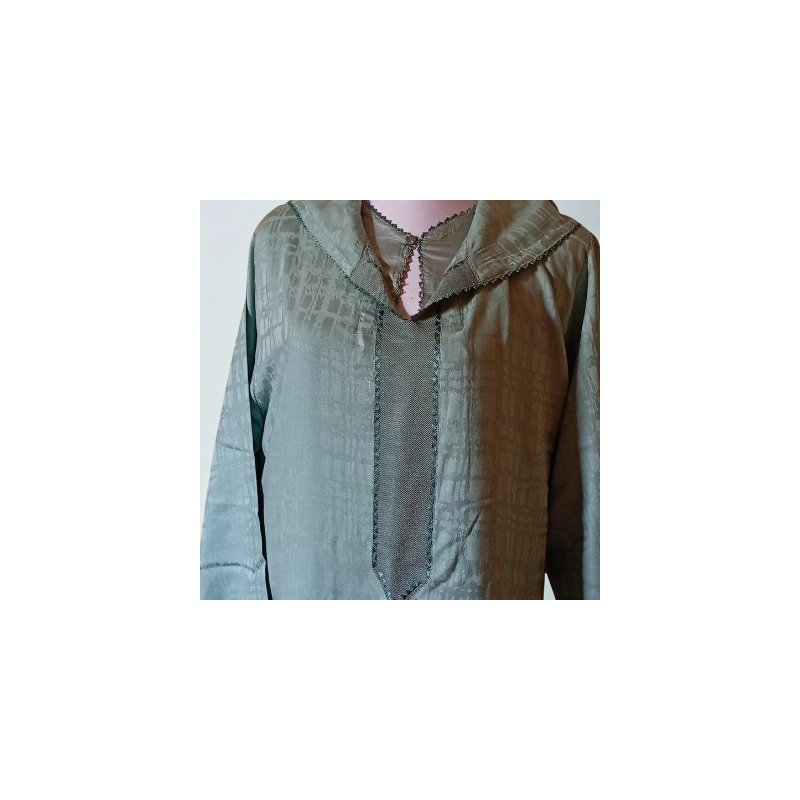 Jellaba Vert Olive  Élégance Discrète & Randa Artisanale
