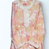 Caftan Floral Pastel Broderie Fine et Finition Dentelle