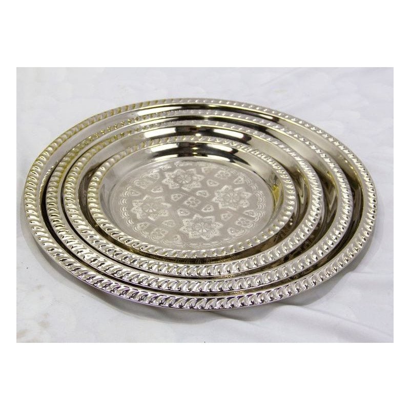 Lot de 4 Plateaux "Éclat Royal" en Métal Argenté