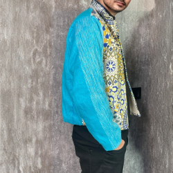 Veste Artisanale Marocaine à Motifs Géométriques