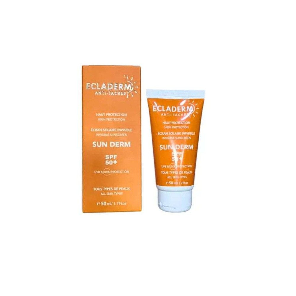 ECLADERM SUN DERM ECRAN SOLAIRE INVISIBLE SPF 50+ TOUS TYPES DE PEAUX 50 ML