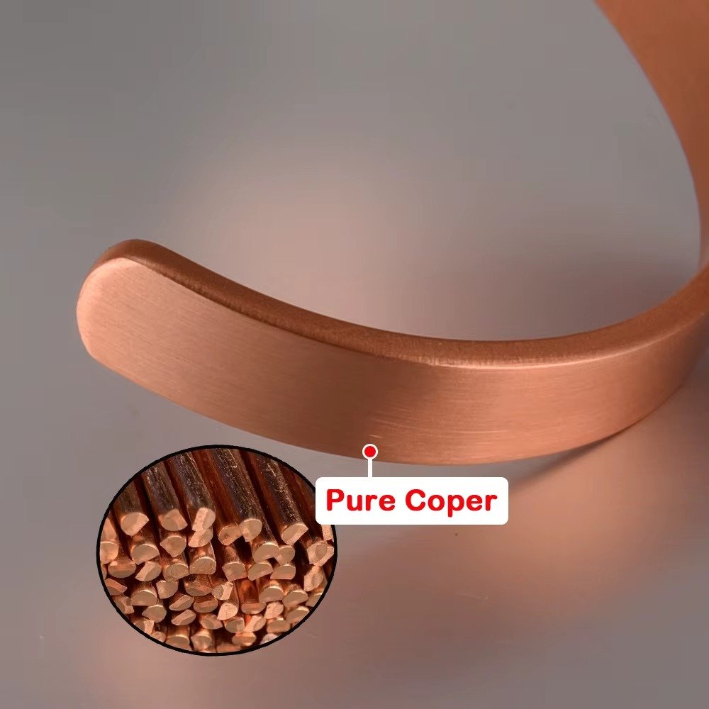 Bracelet Ouvert en Cuivre Pur – Élégance Naturelle et Design Intemporel