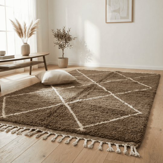 Tapis Khemisset XII - 100% pure laine - Marron ≈ 252 x 150 cm