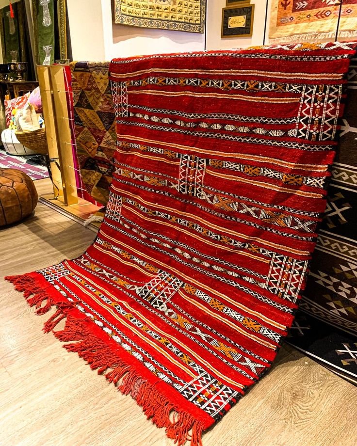 Tapis Khemisset Rouge – Motifs Amazighs Traditionnels 150 x 250 cm