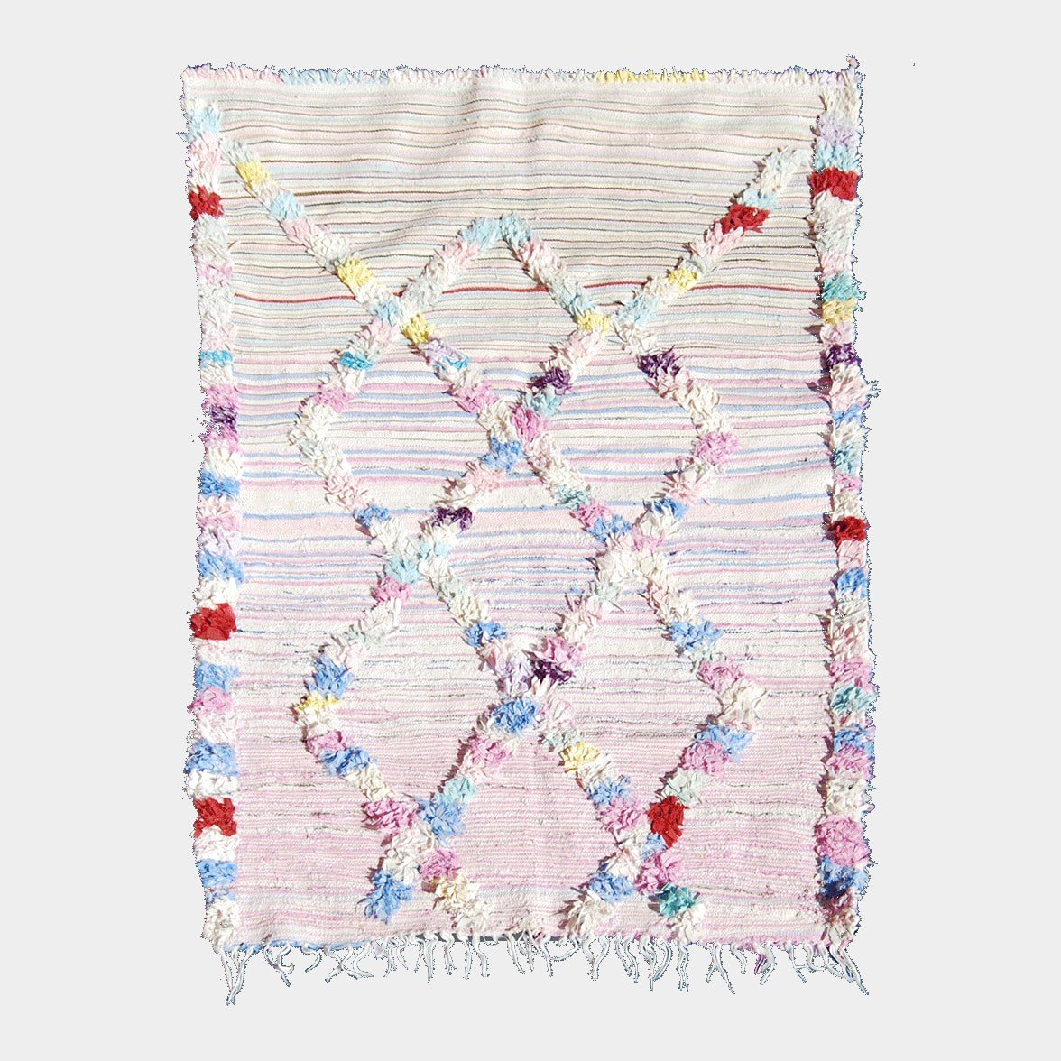 Tapis Boucherouite Géométrique Pastel