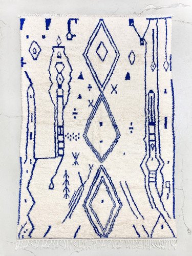 Tapis Azilal Bleu et Blanc